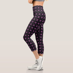 Leggings Capri Taches violettes sur fond noir