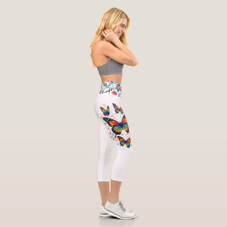 Leggings Capri Taille Haute Papillon