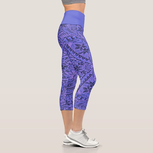Leggings Capri taille haute/Tribal/Violet (Droite)