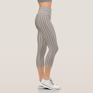Leggings Capri Tan & Gris Stripes Boho