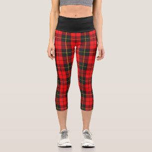 Leggings Capri Tartan à carreaux rouge et noir classique du clan