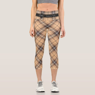 Leggings Capri Tartan beige et Brown
