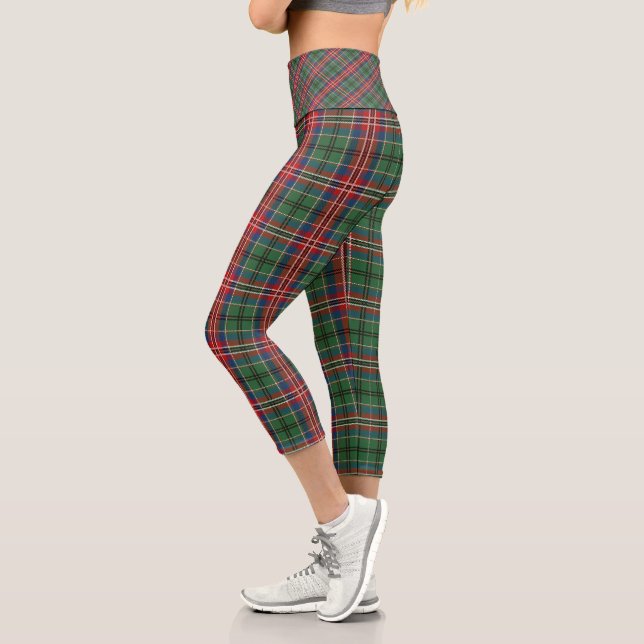 Leggings Capri Tartan Plaid Rouge Vert Bleu (Gauche)