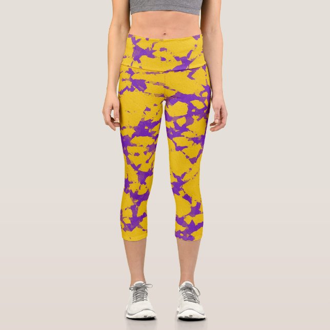 Leggings Capri Teinture à tarte violet et or (Recto)