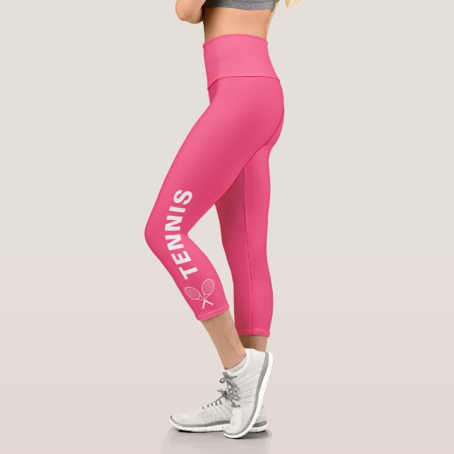 Leggings Capri Tennis Racquet Texte personnalisé ou nom d'équipe  (Gauche)