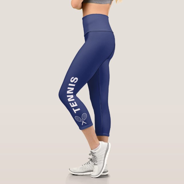 Leggings Capri Tennis Racquet Texte personnalisé ou nom d'équipe  (Gauche)