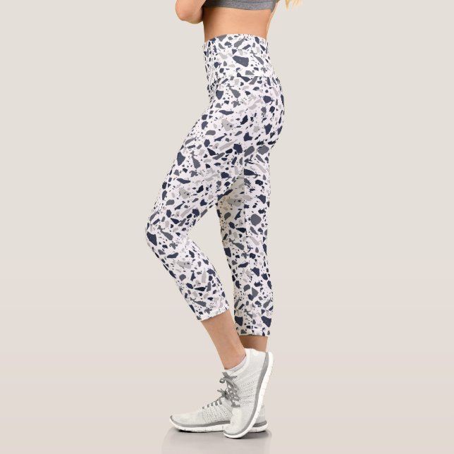 Leggings Capri Terrazzo noir et gris Abstrait (Gauche)