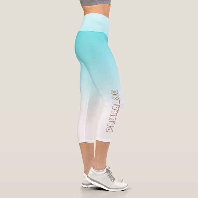 Leggings Capri Texte personnalisé arrière - plan dégradé blanc bl (Droite)