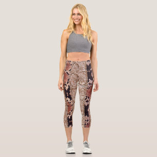 Leggings Capri Texture de vêtement, motif de serpent géométrique.
