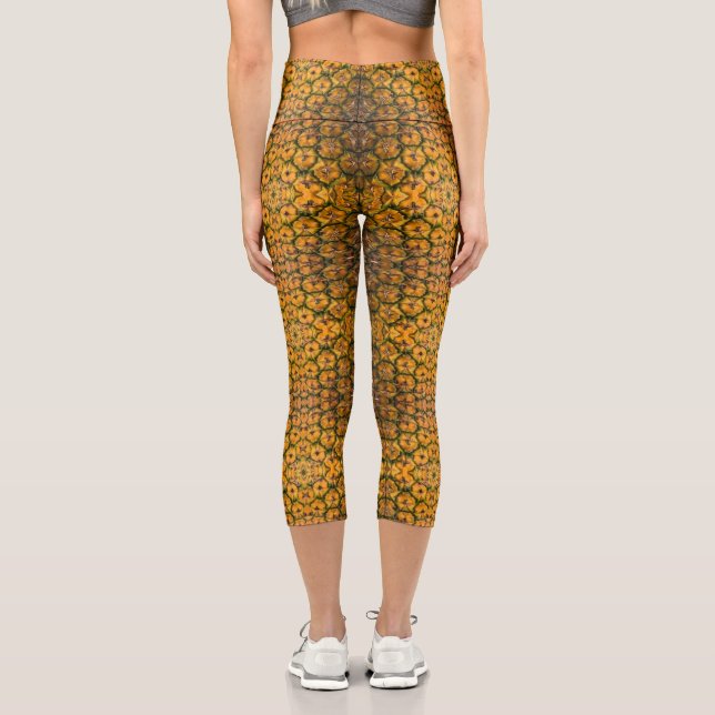 Leggings Capri Texture d'écorce d'ananas (Verso)