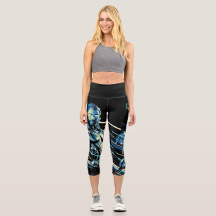 Leggings Capri Thor Stylized Striped Character Graphic
