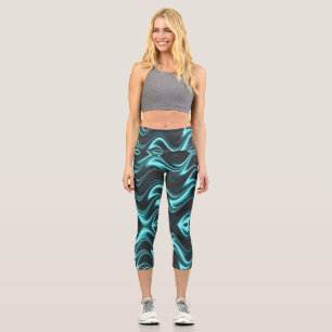 Leggings Capri tons bleu vert mystique et noir
