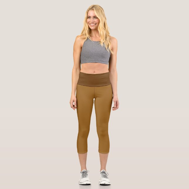 Leggings Capri Tons Brown, simples, chauds et douillets (Recto)