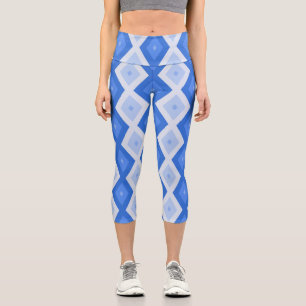 Leggings Capri Tons de motif de diamant bleu