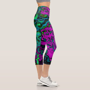 Leggings Capri Tourbillon d'art liquide groovy abstrait magenta g
