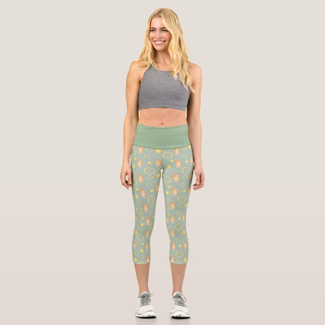 Leggings Capri tranche de citron et motif de chat (Recto)