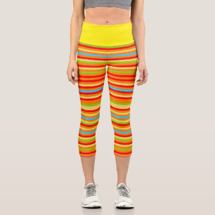 Leggings Capri Trendy Stylish Rainbow Stripes