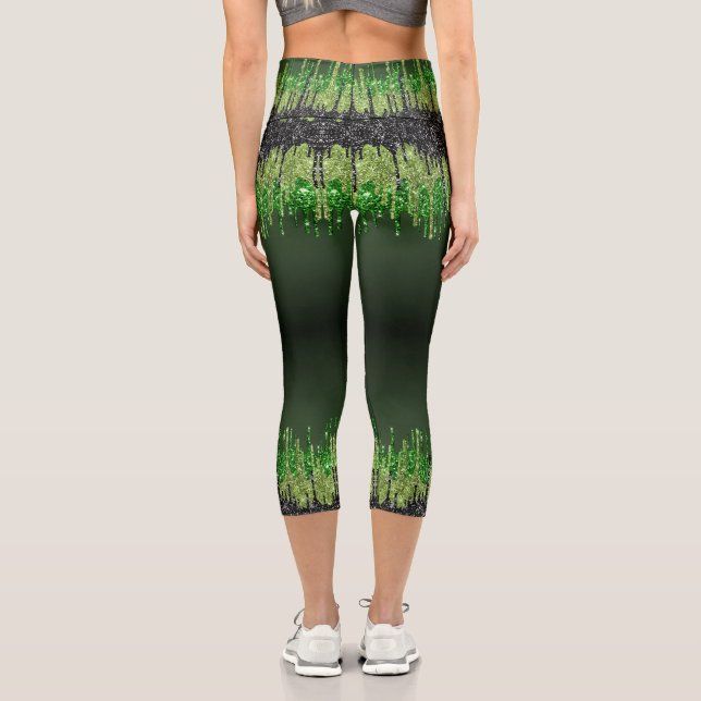 Leggings Capri Trendy vert noir glam goutte à goutte thème Hallow (Verso)