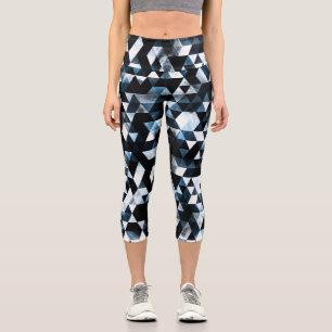 Leggings Capri Triangle Géométrique Vibrant Bleu Smoky Galaxy