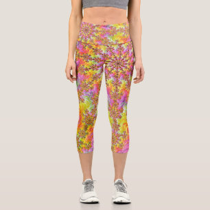 Leggings Capri Tripant Groovy Funky Psychédélique Fractale Éclate