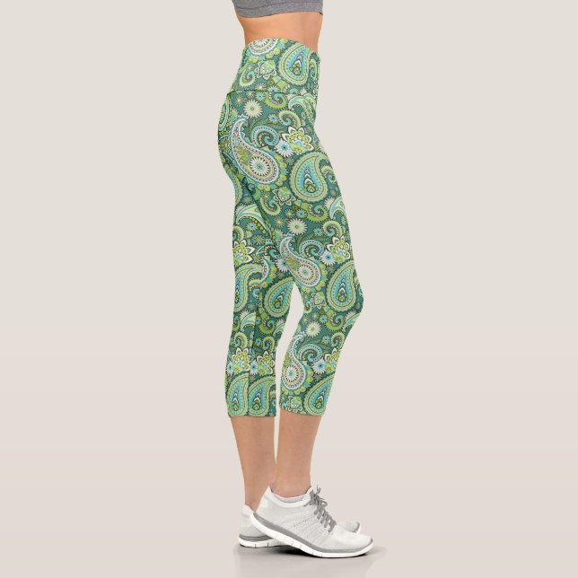 Leggings Capri Trippy Hippy Retro Paisley (Droite)