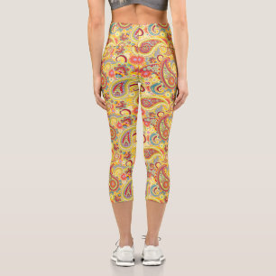 Leggings Capri Trippy Hippy Retro Paisley