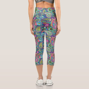 Leggings Capri Trippy Hippy Retro Paisley