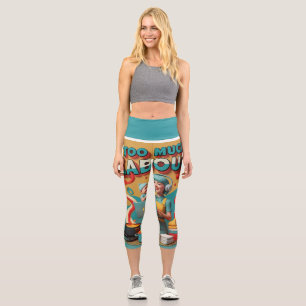 Leggings Capri Trop de travail - Art satirique féministe rétro