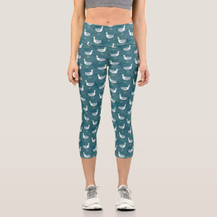 Leggings Capri Troupeau de mouettes Oiseau nautique