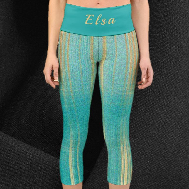 Leggings Capri Turquoise et or moderne (Créateur téléchargé)