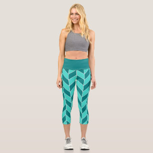 Leggings Capri Turquoise moderne Turquoise Herringbone Chevron Mo