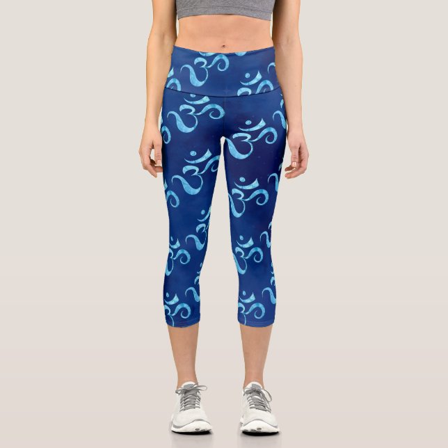 Leggings Capri Turquoise Sparkle Om Scattered Blue Tie dye (Recto)