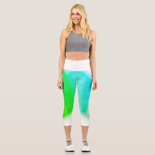 Leggings Capri Turquoise Vert Bleu d'Art Abstrait