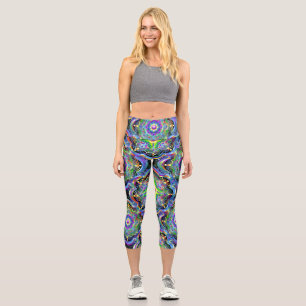 Leggings Capri Univers Mandala Couleurs Psychédéliques