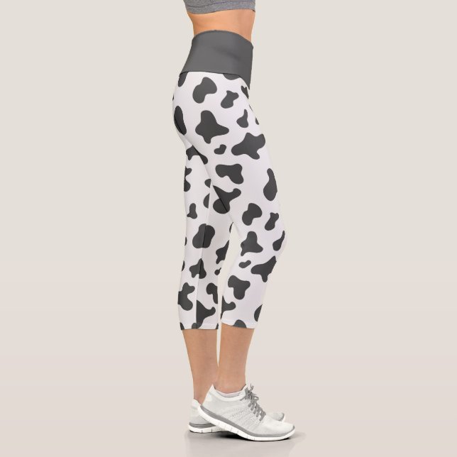 Leggings Capri Vache blanche mignonne Imprimer Motif de vache tac (Droite)