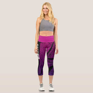 Leggings Capri Vague rose et violet personnalisée