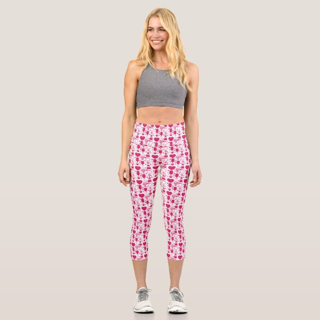 Leggings Capri Valentines éléments de jour motif (Recto)