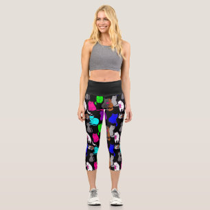 Leggings Capri valentines jour chats coeur coloré