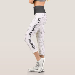 Leggings Capri Vegan Eat fruit pas d'amis animaux de dessin animé