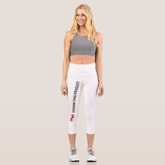 Leggings Capri VENTE ! Capris haut taille - Blanc - Personnalisé (Recto)