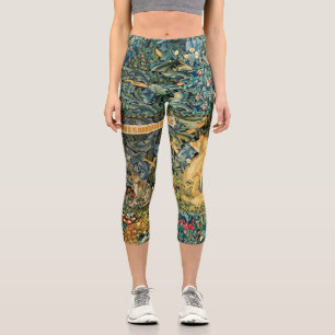 LEGGINGS CAPRI VERDURE, ANIMAUX FORESTIERS, FOX ET LIVRE, FLORAL