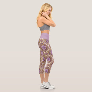 Leggings Capri Vêtements de yoga actifs mandala violet élégant