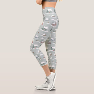 Leggings Capri Village d'hiver Motif de la scène de neige