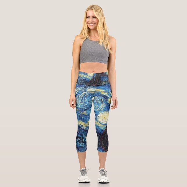 Leggings Capri Vincent Van Gogh La Nuit étoilée Jaune Clair (Recto)
