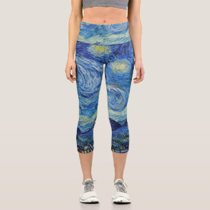 Leggings Capri Vincent Van Gogh Nuit Étoilée Vintage Beaux-Arts
