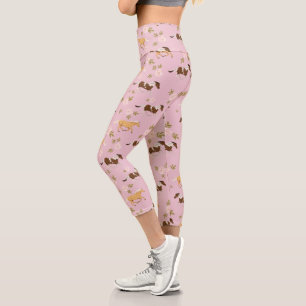 Leggings Capri Vintage Floral Horse Motif