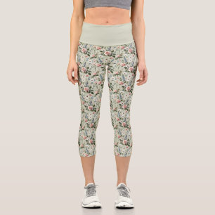 Leggings Capri Vintage Pastel Floral Motif botanique