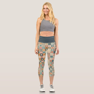 Leggings Capri Vintage, patchwork, paré