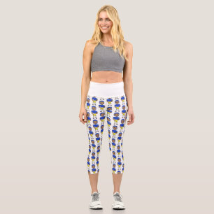Leggings Capri vintage retro joueur de football bleu jaune simple