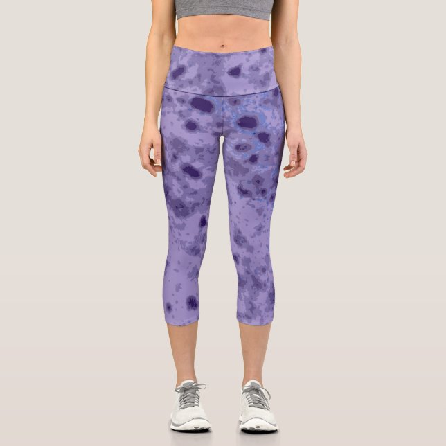 Leggings Capri Violet bleu violet abstrait motif en détresse (Recto)